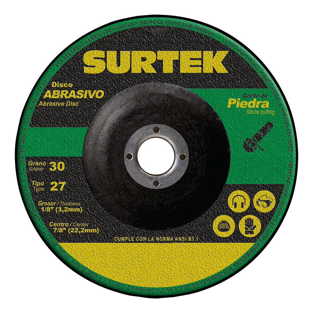 Disco abrasivo tipo 27 para corte de piedra 9x1/8" Surtek