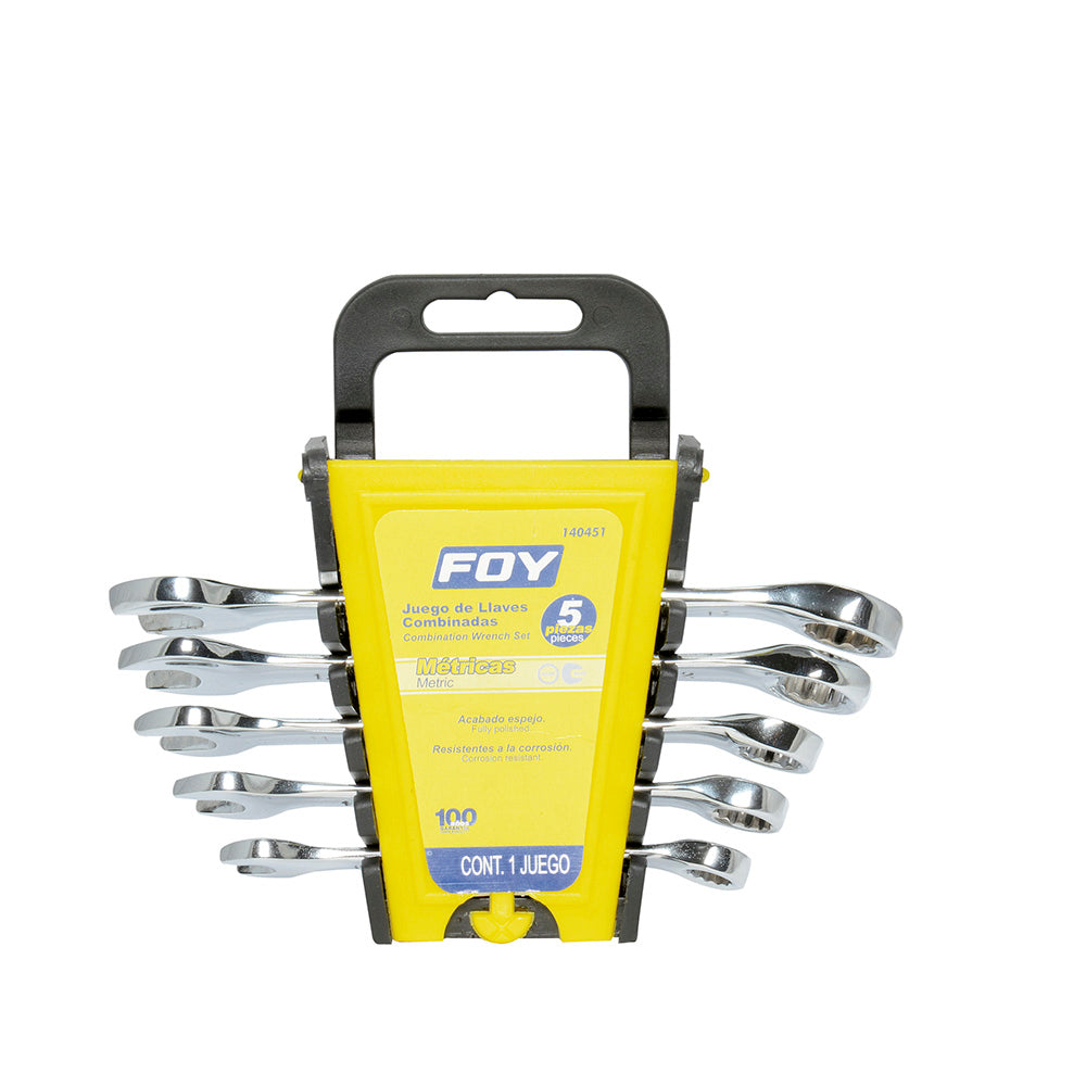 Jgo 5 llaves combinadas pulido espejo 12 puntas métricas Foy