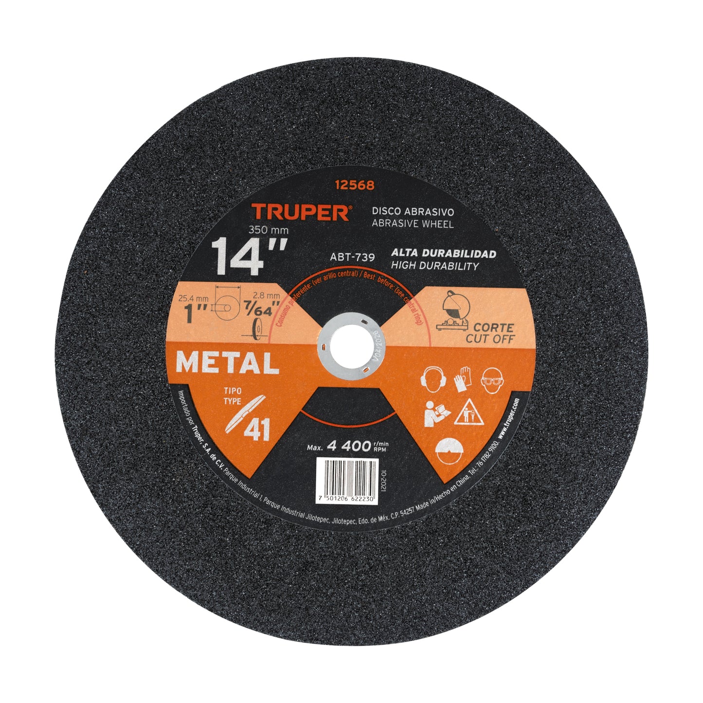 Disco Tipo 41 de 14p x 2.8 mm para corte de metal Truper 12568 Pieza
