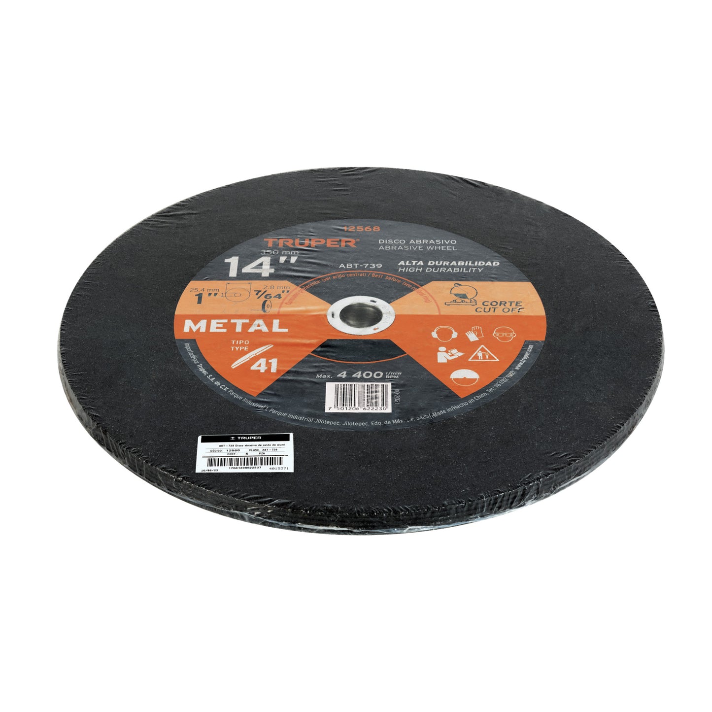 Disco Tipo 41 de 14p x 2.8 mm para corte de metal Truper 12568 Pieza