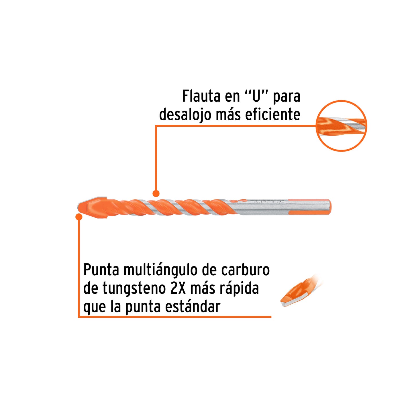 Broca multimaterial 1/2 x 6", Truper 101809 Pieza