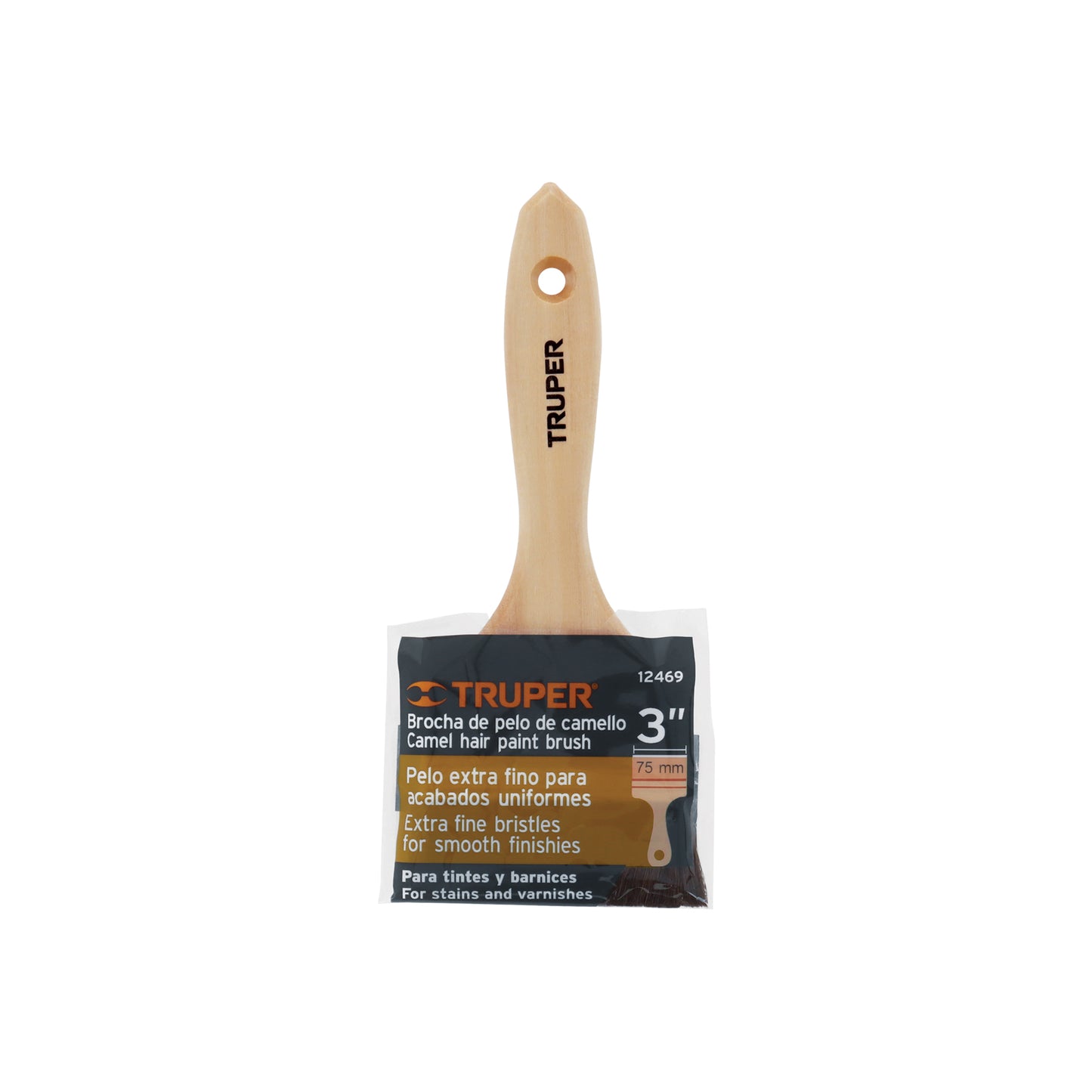 Brocha pelo de camello de 3p con mango de madera Truper 12469 Pieza