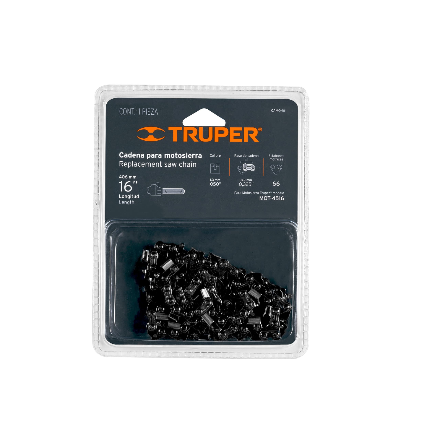Cadena de repuesto para motosierra a gasolina 16p 16636 Truper Pieza