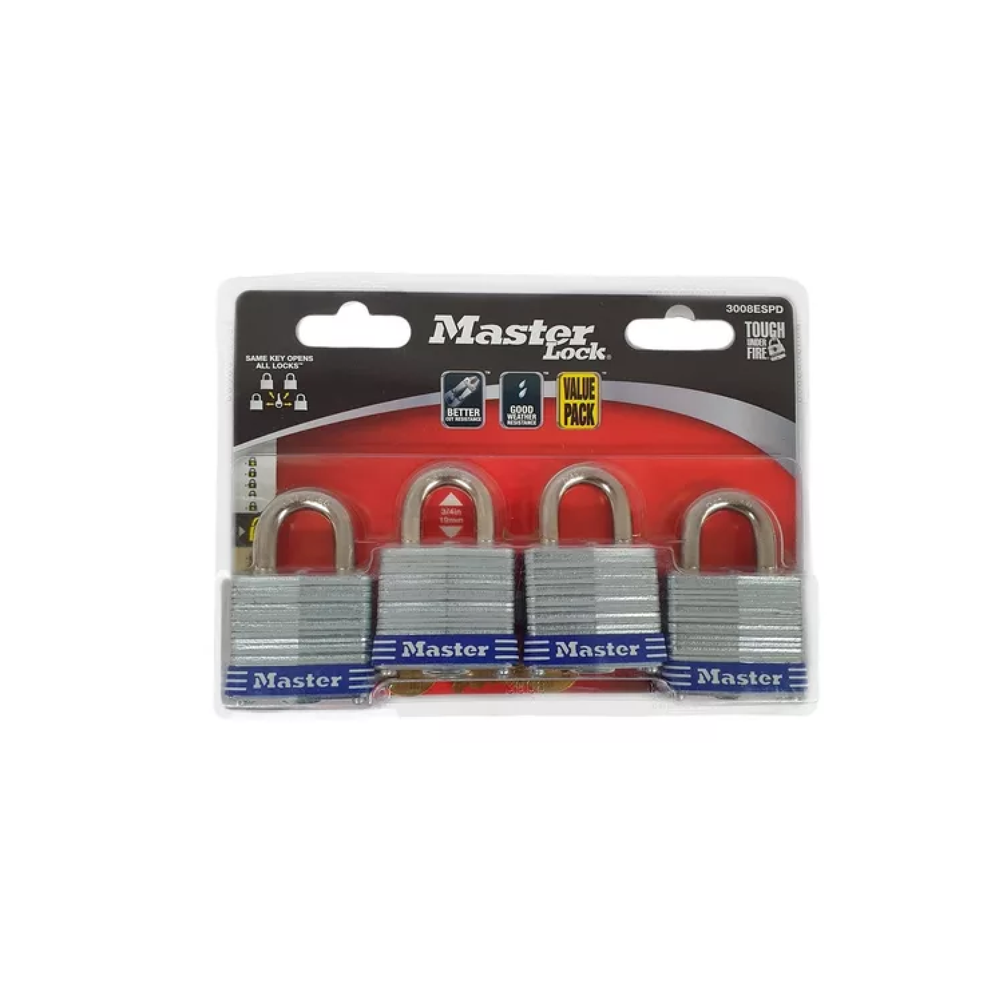 Candado 4 piezas 3d 3008d ml1733 master Paquete