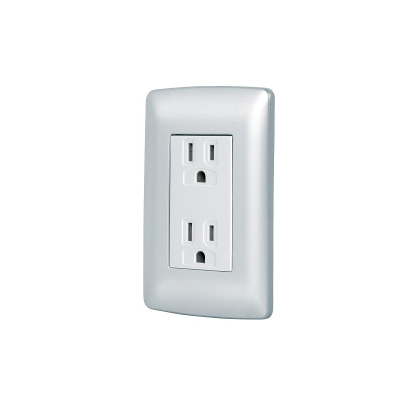 Contacto duplex aterrizado color plata linea italiana 49806 Pieza