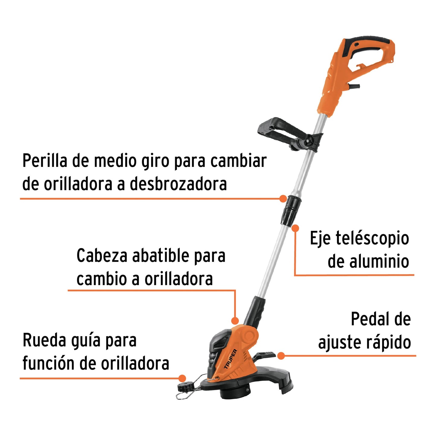 Desbrozadora electrica 550w mango D 13"corte, 101263 Truper Pieza