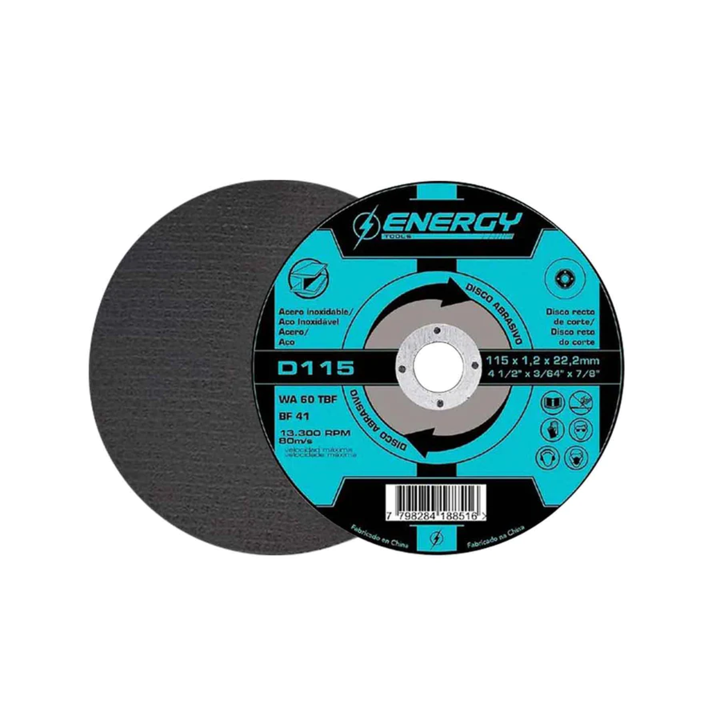 Disco corte metal 4 1/2 y acero inox 3/64 d115 energy Pieza