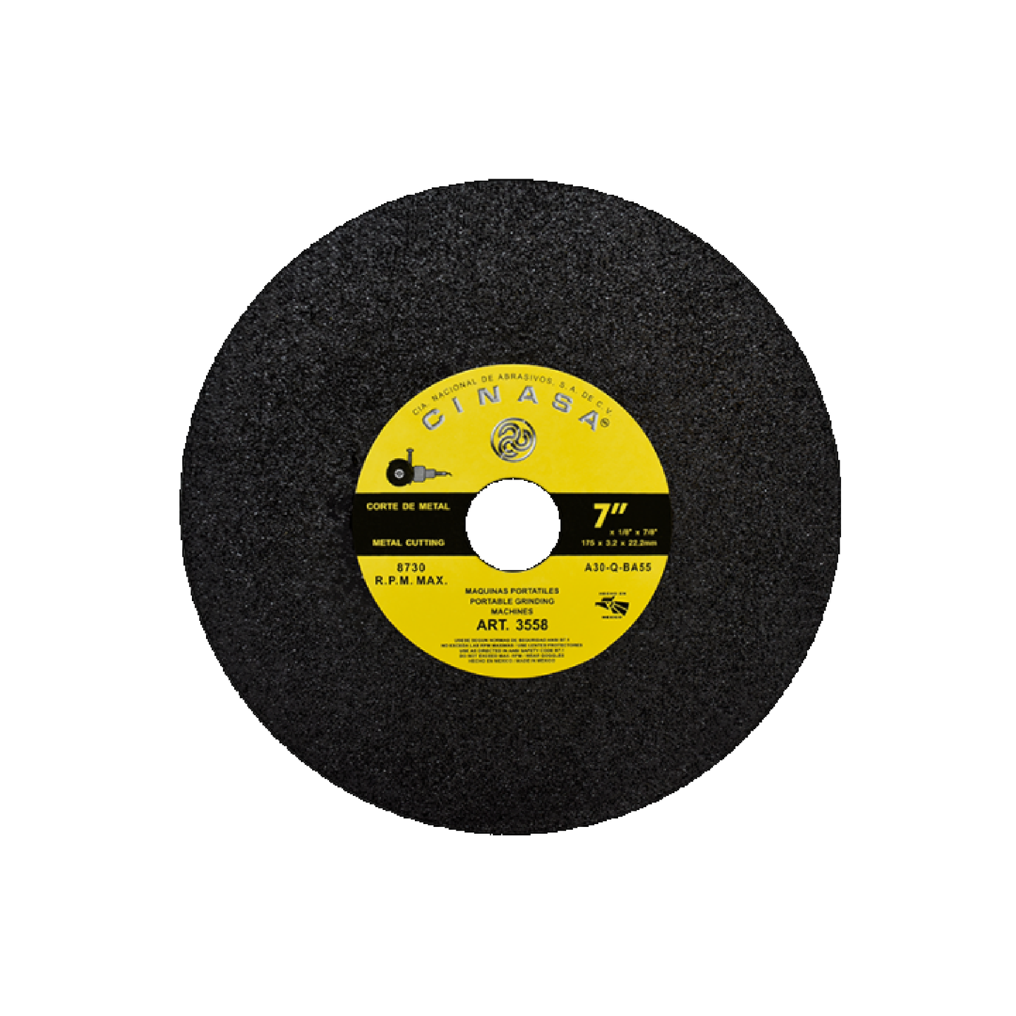 Disco corte metal plano 7x7/8 3558 cinasa Pieza