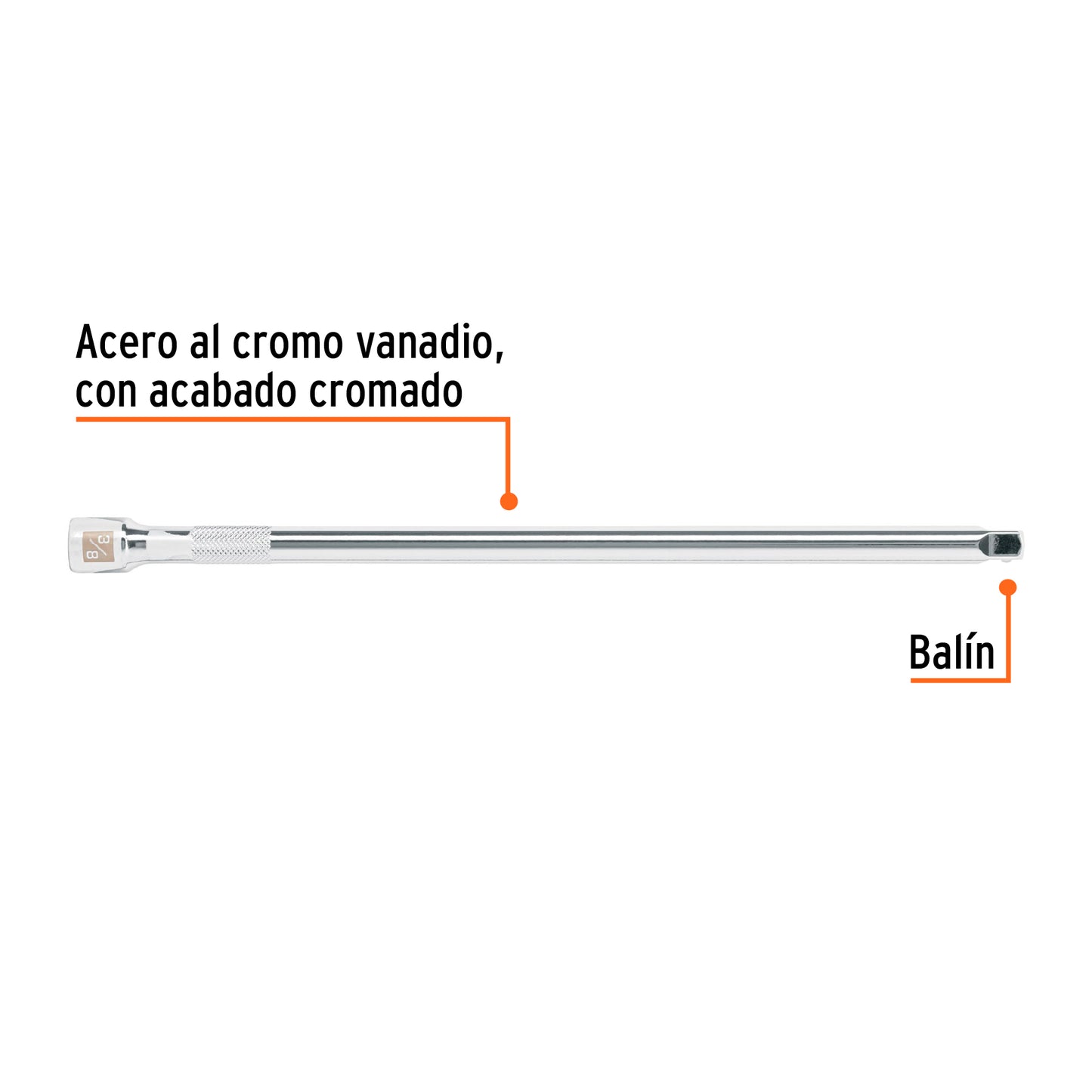 Extension de 12p para matraca cuadro 3/8p Truper 13667 Pieza
