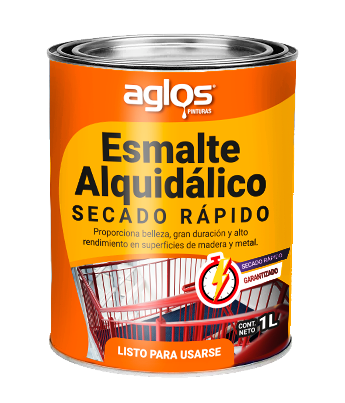 Esmalte 1 lts secado rapido o normal rojo oxido 10202-0314 - aglos Pieza