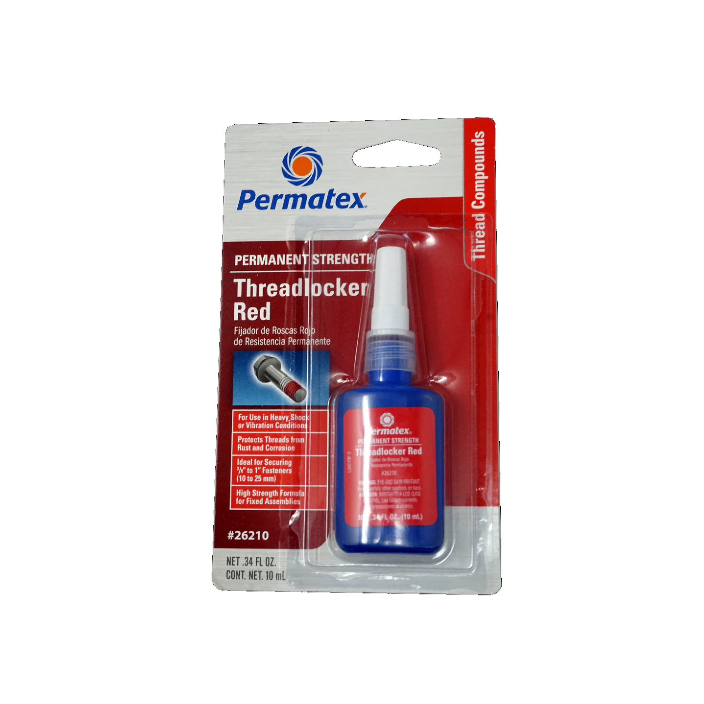 Fijador de roscas rojo 10 ml - 262-21 - permatex Pieza