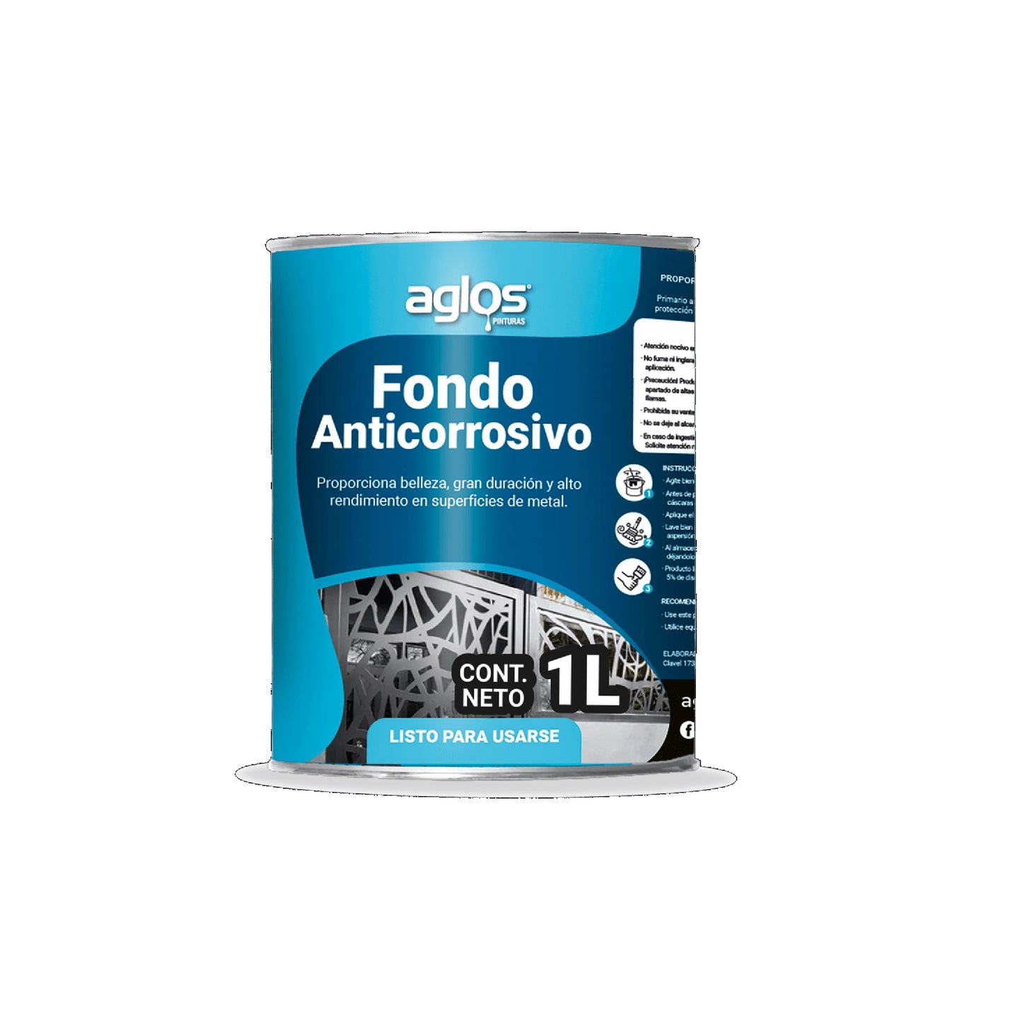 Fondo anticorrosivo gris 1 lts - 10203-0301 - aglos Pieza