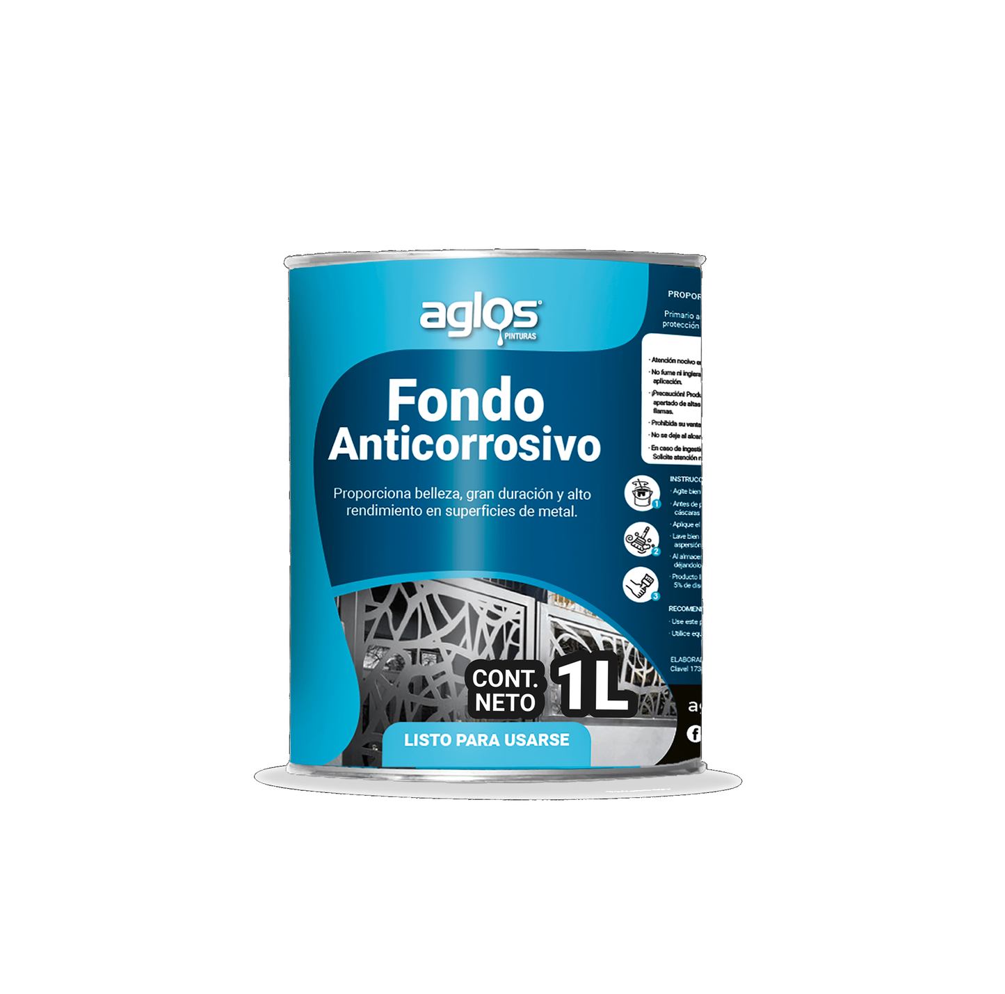Fondo anticorrosivo rojo oxido 1 lts - 10203-0302 - aglos Pieza