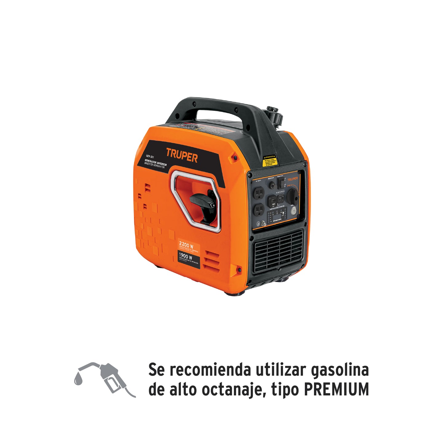 Generador de gasolina silencioso inverter 2.2kw, 80cc, encendido electrónico 103279 Truper - Truper - 103279