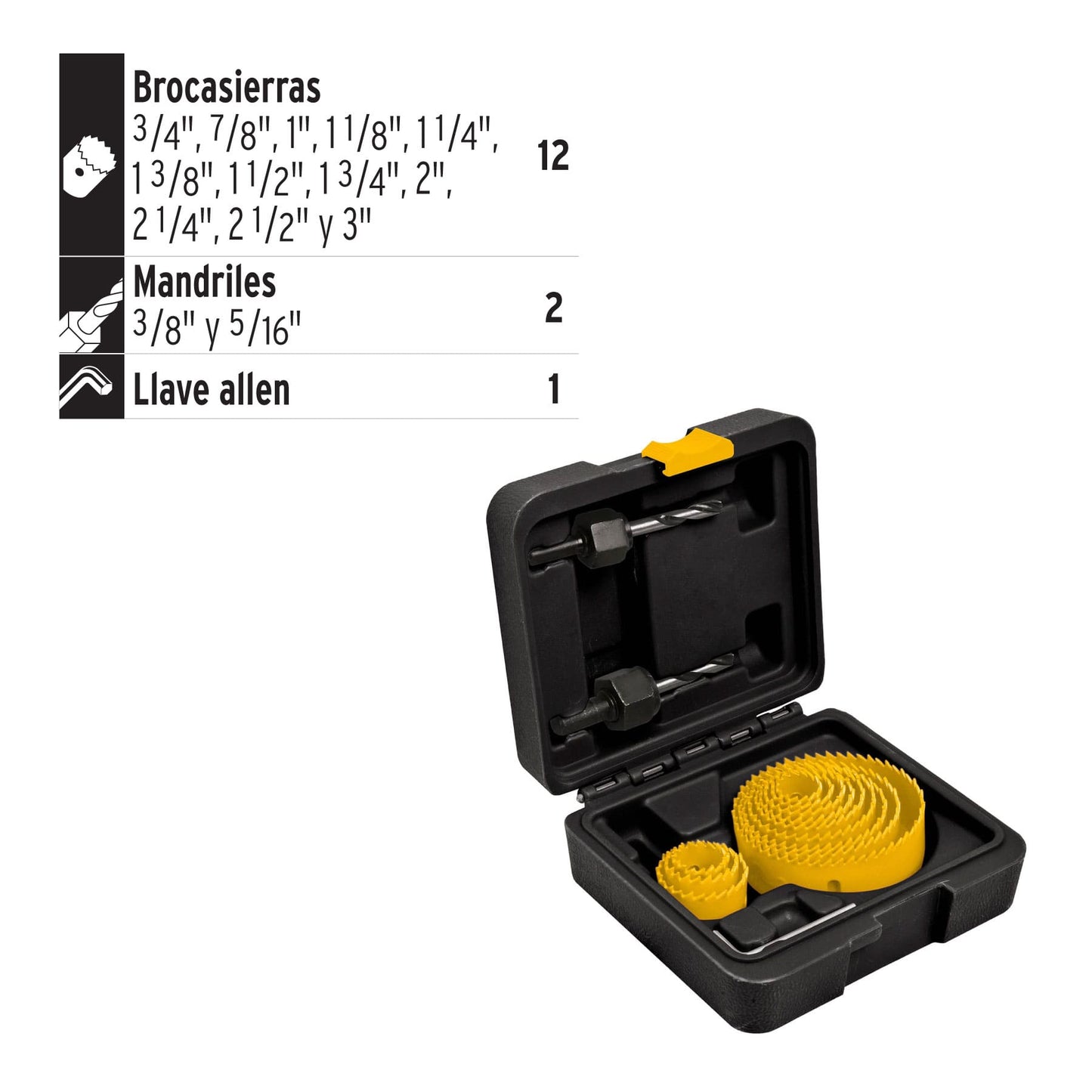 Juego de brocasierras de acero al carbono 15 pzas Pretul 26037 Pretul Pieza