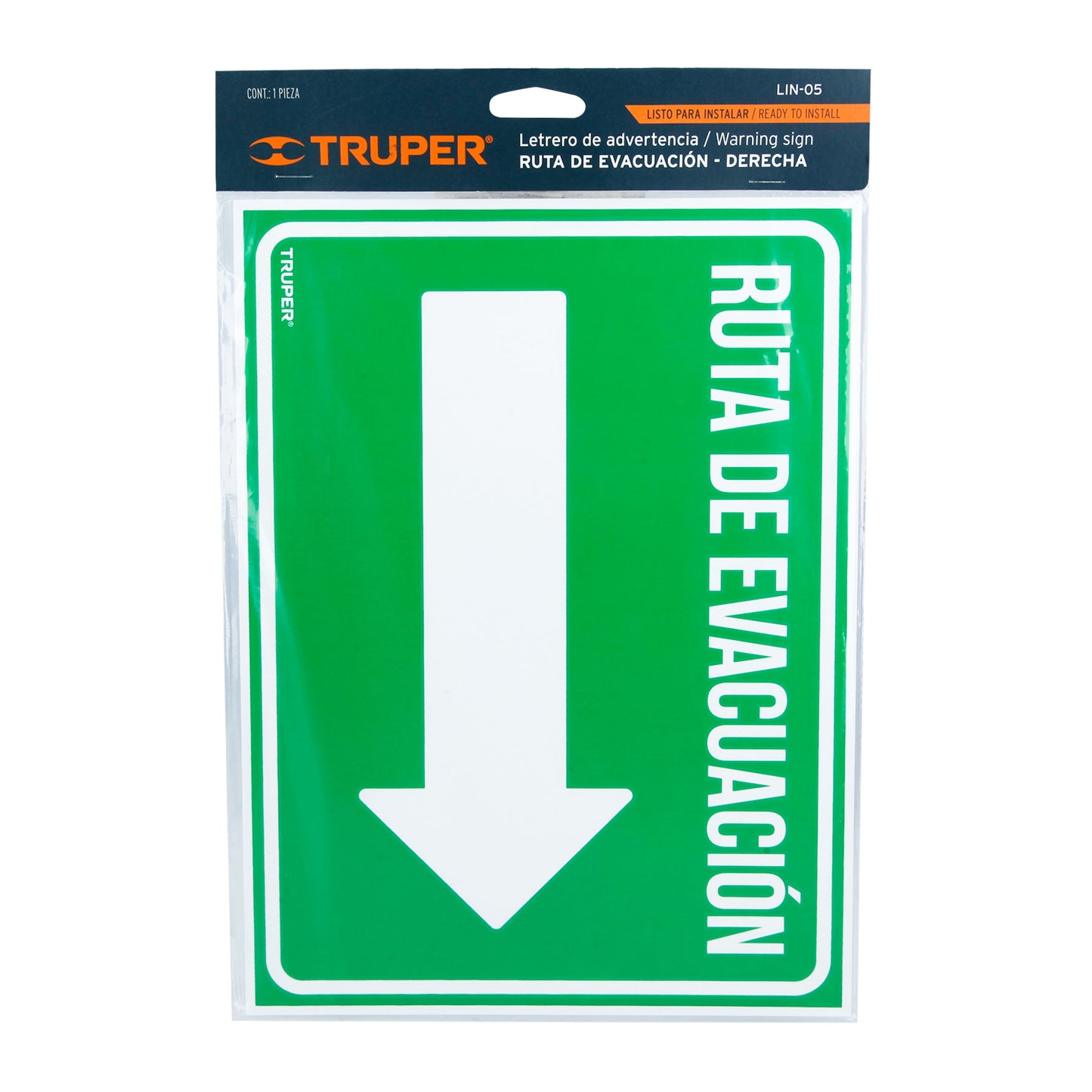 Letrero de señalización RUTA EVACUACIÓN DERECHA 21 x 28 cm Pieza