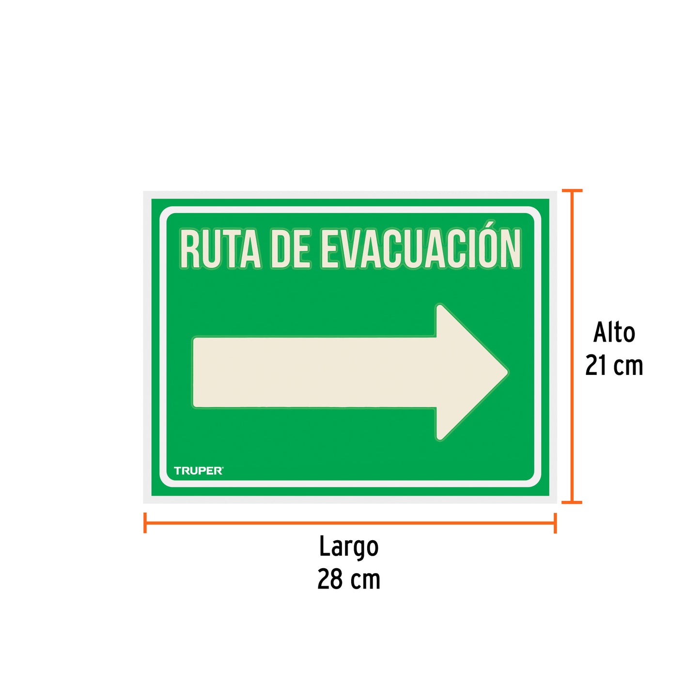 Letrero de señalización RUTA EVACUACIÓN DERECHA 21 x 28 cm Pieza