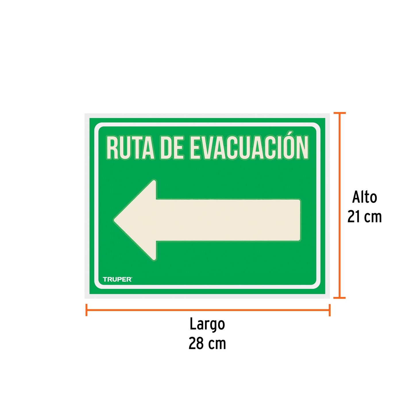 Letrero de señalización RUTA EVACUACIÓN IZQUIERDA 21x28 cm 16369 Pieza