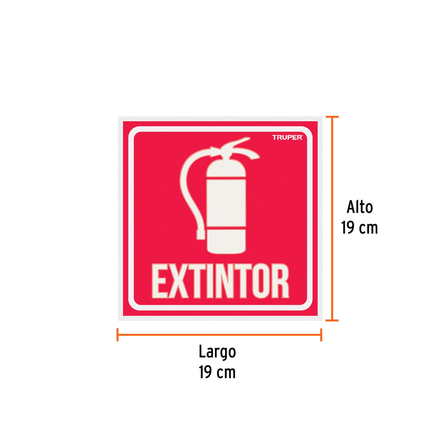 Letrero de señalización EXTINTOR 19 x 19 cm 18434 Truper Pieza