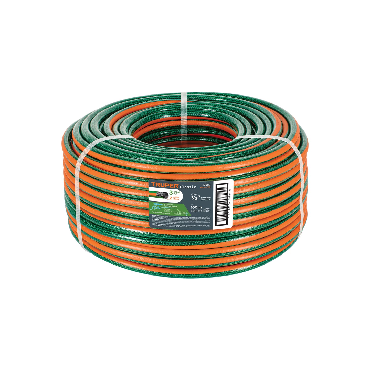 Manguera 1/2p 3 capas en rollo de 100 m Truper 19857 Pieza