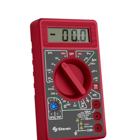 Multimetro digital basico rojo mul-005 steren Pieza