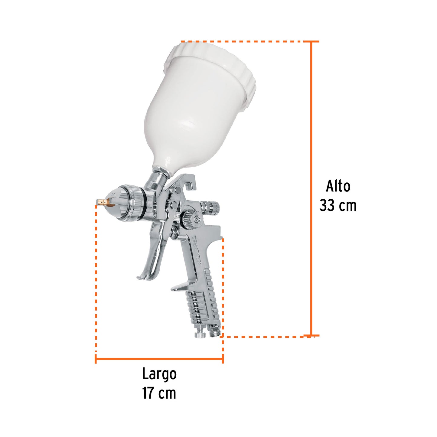 Pistola p/pintar gravedad HVLP vaso plastico 1.7 mm Truper 12129 Pieza