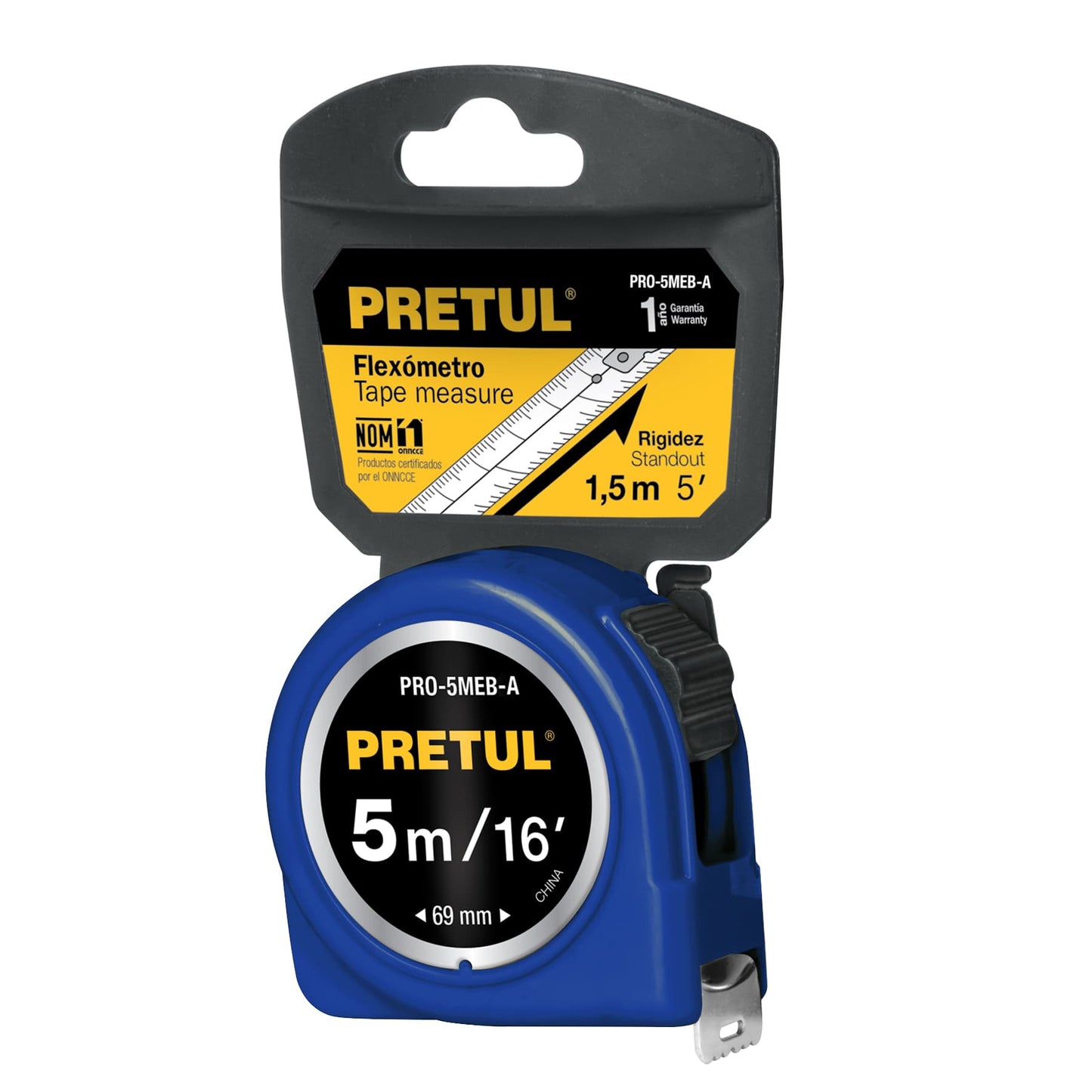 Flexometro azul 5 m cinta 3/4p pretul tarjeta plastica pretul Pieza