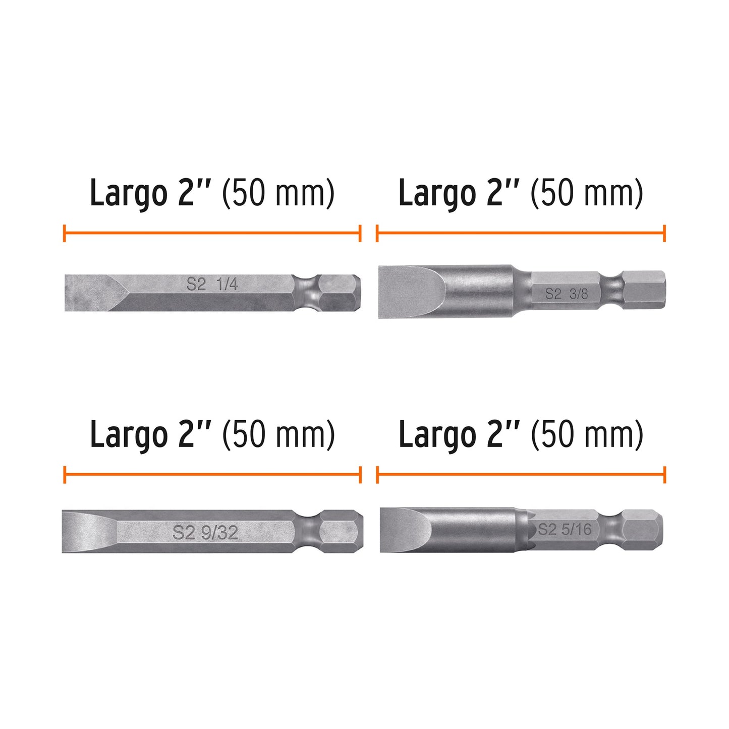 juego de 5 puntas planas combinadas largo 2p 12721 diferentes medidas Truper Expert Pieza