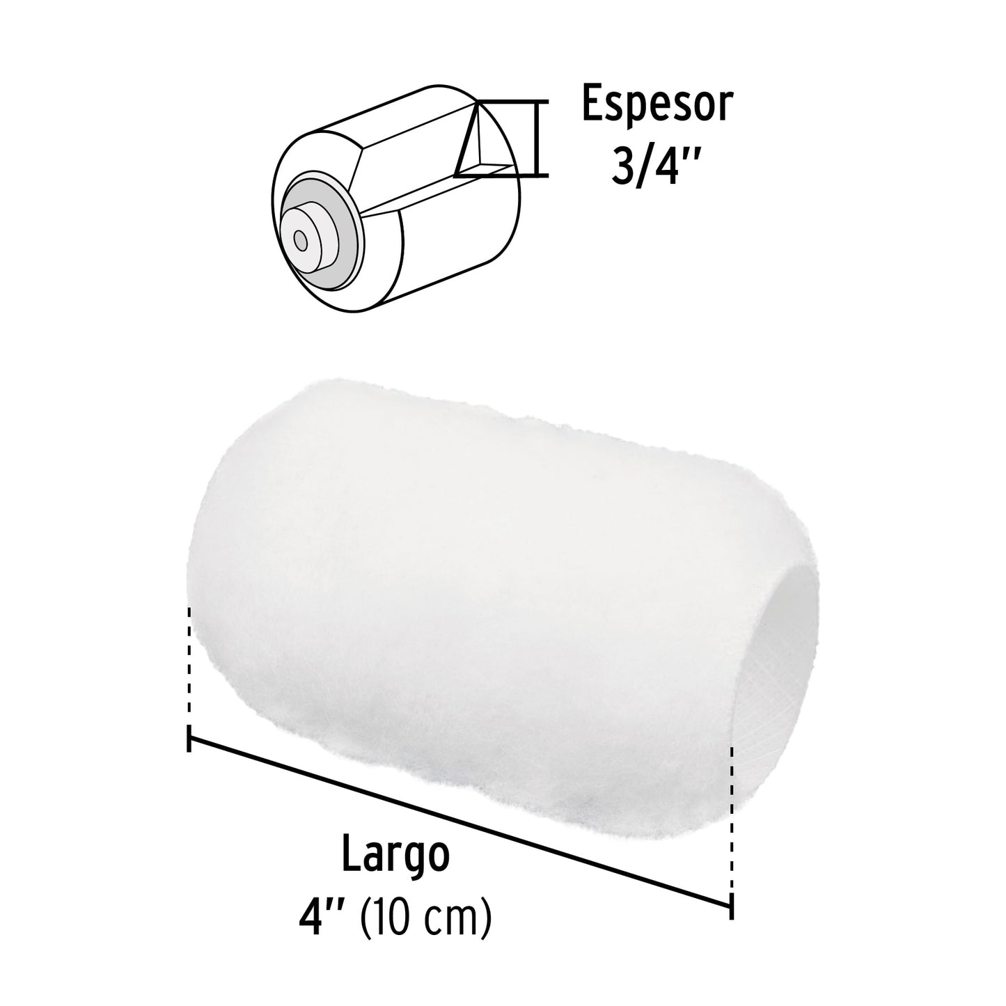 Felpa para mini rodillo poliéster 4p x 3/4p 13897 Truper Pieza