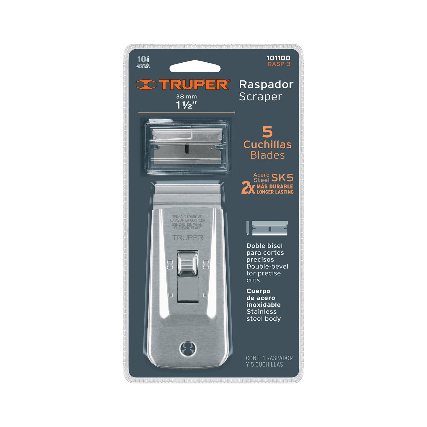 Raspador de acero inoxidable con navaja de 1 1/2p Truper 101100 Pieza
