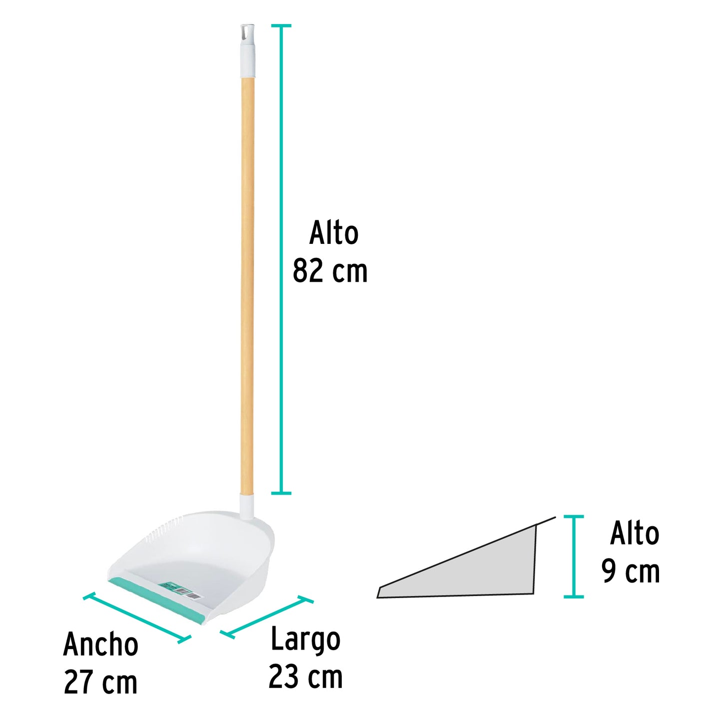 Recogedor plastico con baston de madera 57024 klintek Pieza