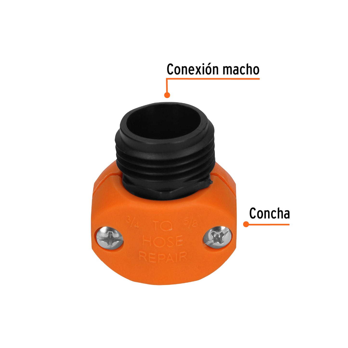 Conector 5/8p - 3/4p macho de abs para manguera 12716 truper Pieza
