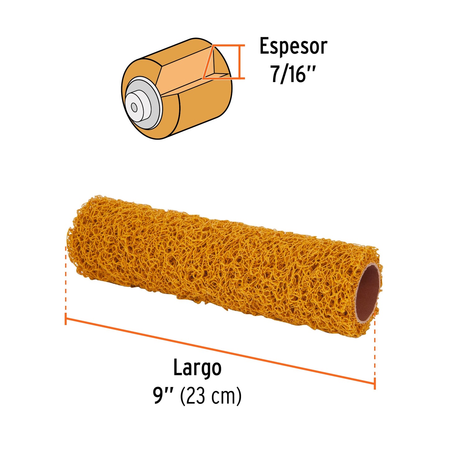 Rodillo para pintar 9p x 7/16p de PVC acabados texturizados 13895 Pieza