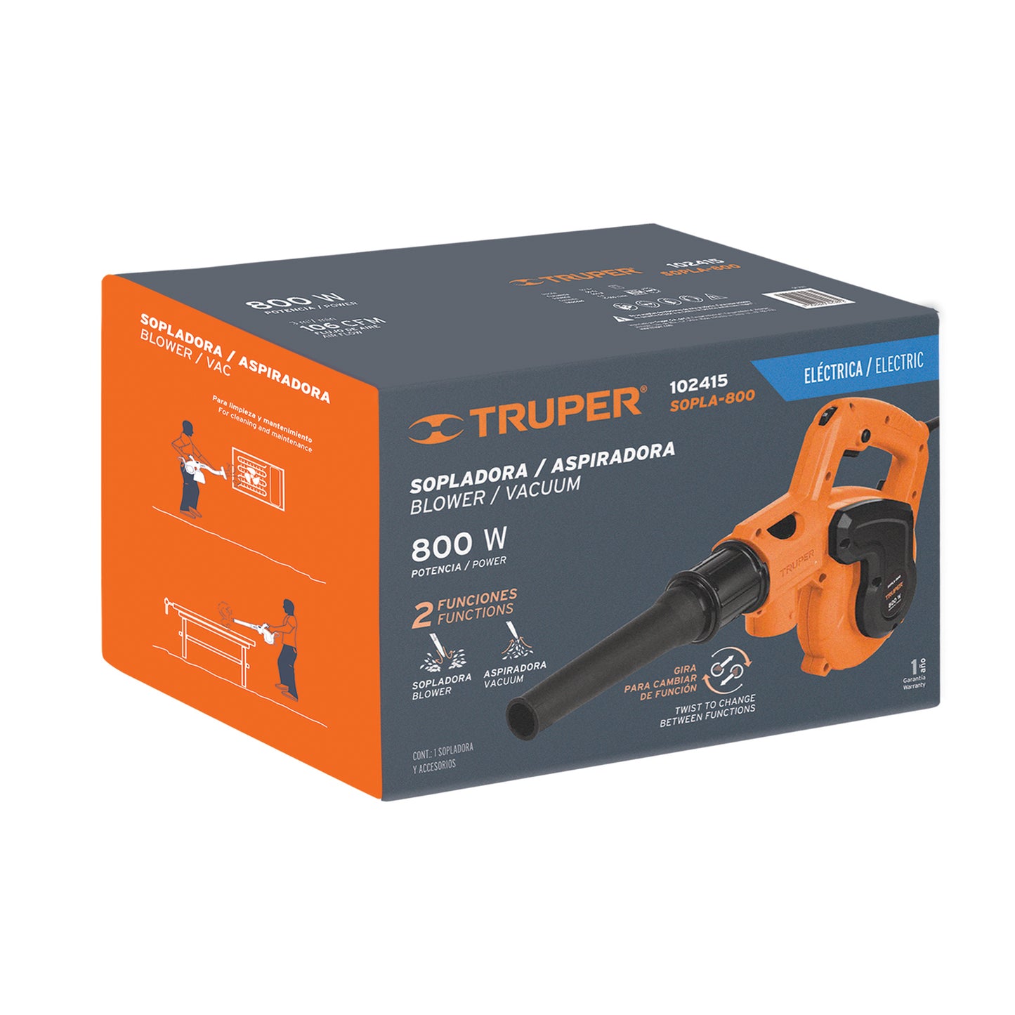 Sopladora/Aspiradora electrica 800 W 102415 Truper Pieza