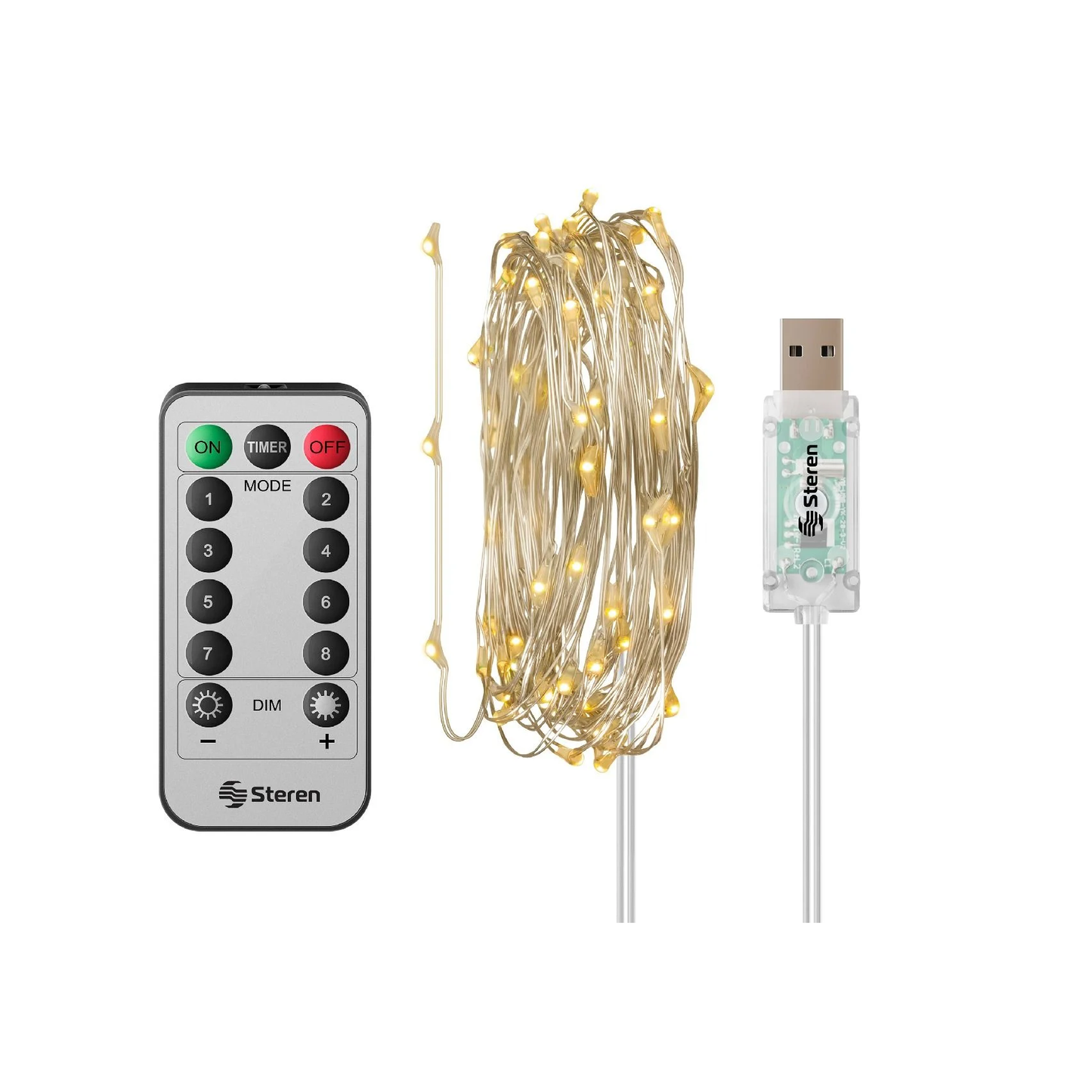 Serie led usb cálida de 9 6 m con control remoto modled-060bco steren Pieza