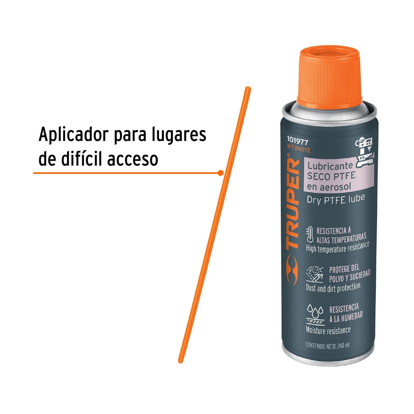 Lubricante seco PTFE en aerosol 240 ml Truper 101977 Pieza