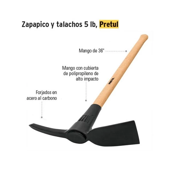 Zapapico 5 lbs mango madera 36p 20569 pretul Pieza