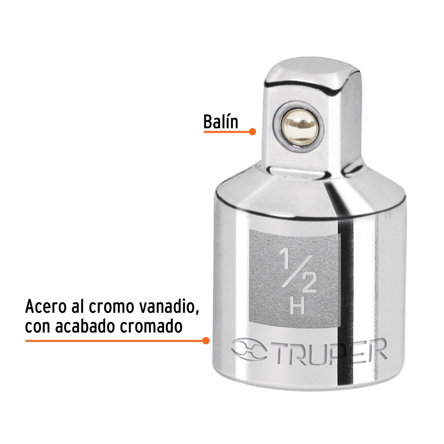 Adaptador para matraca de cuadro 1/2 a cuadro 3/8 13422 truper Pieza