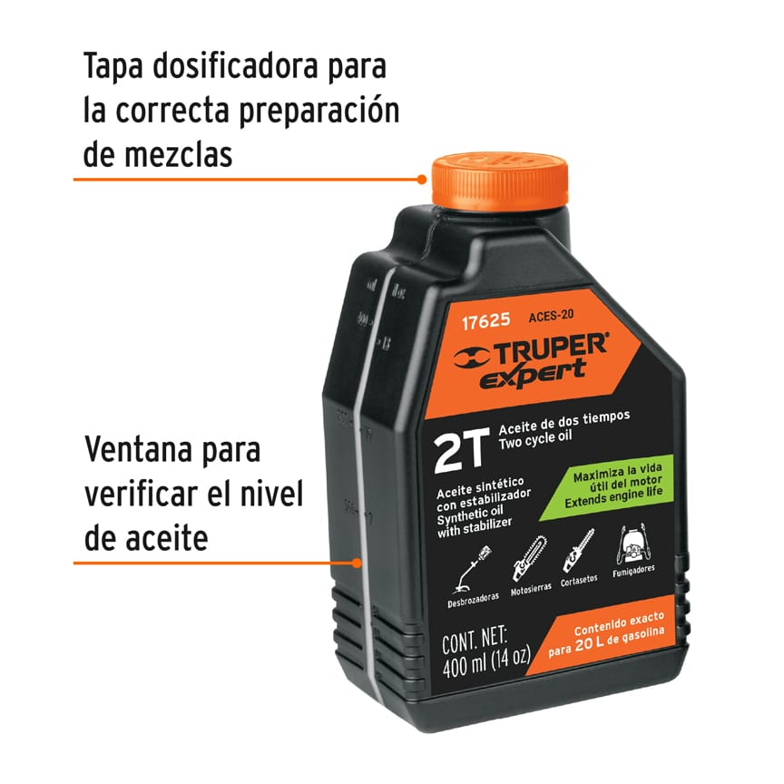 Aceite para motor dos tiempos 16 oz 17625 truper Pieza