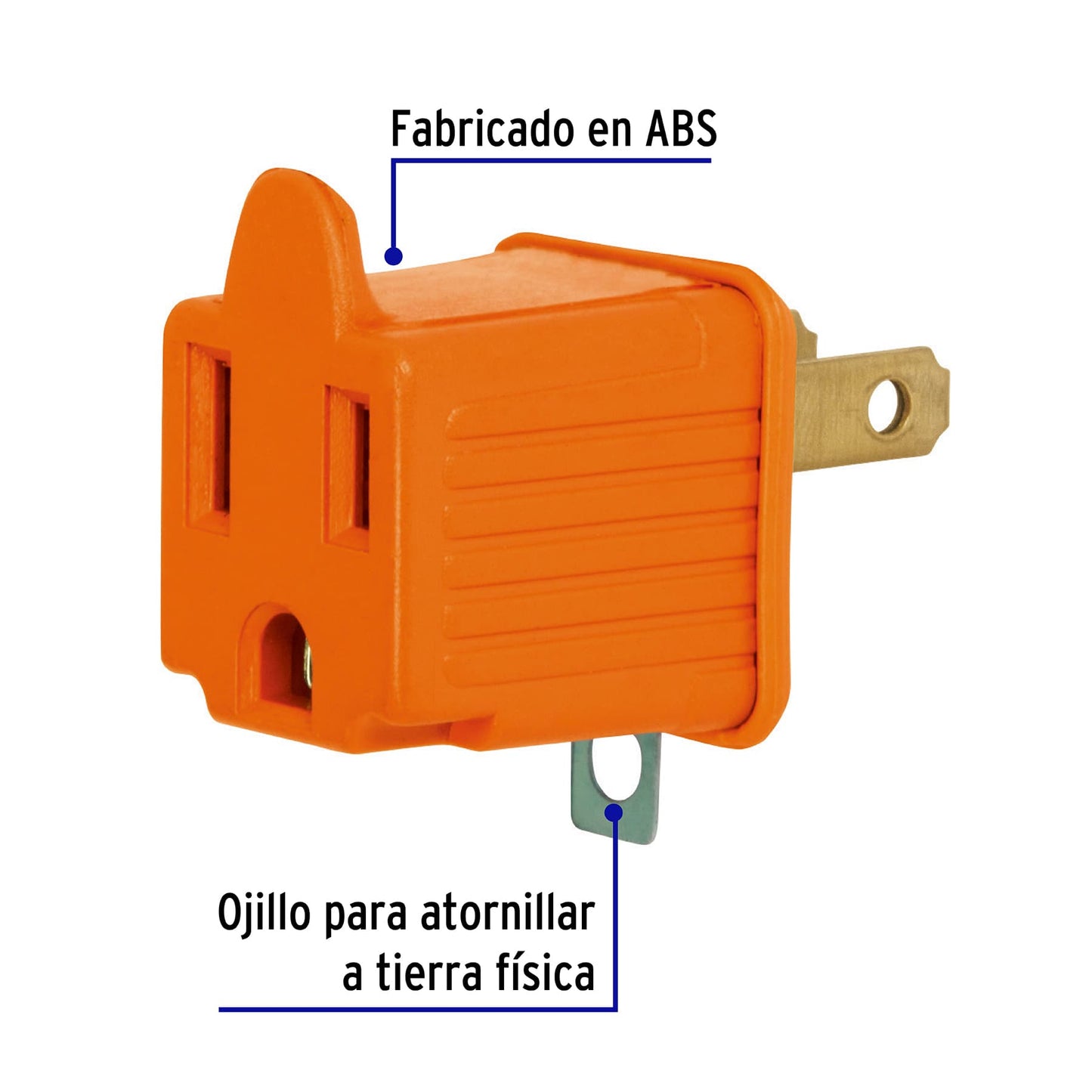 Clavija convertidora de 3 a 2 naranja agranel 46256 volteck Pieza