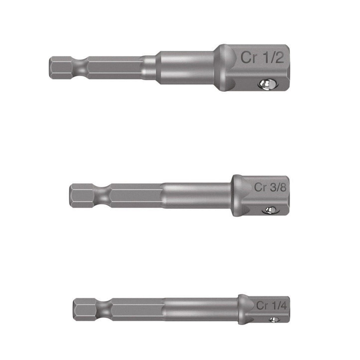 Adaptadores para dado juego 3 piezas largo 2 3/4 10752 Truper Paquete