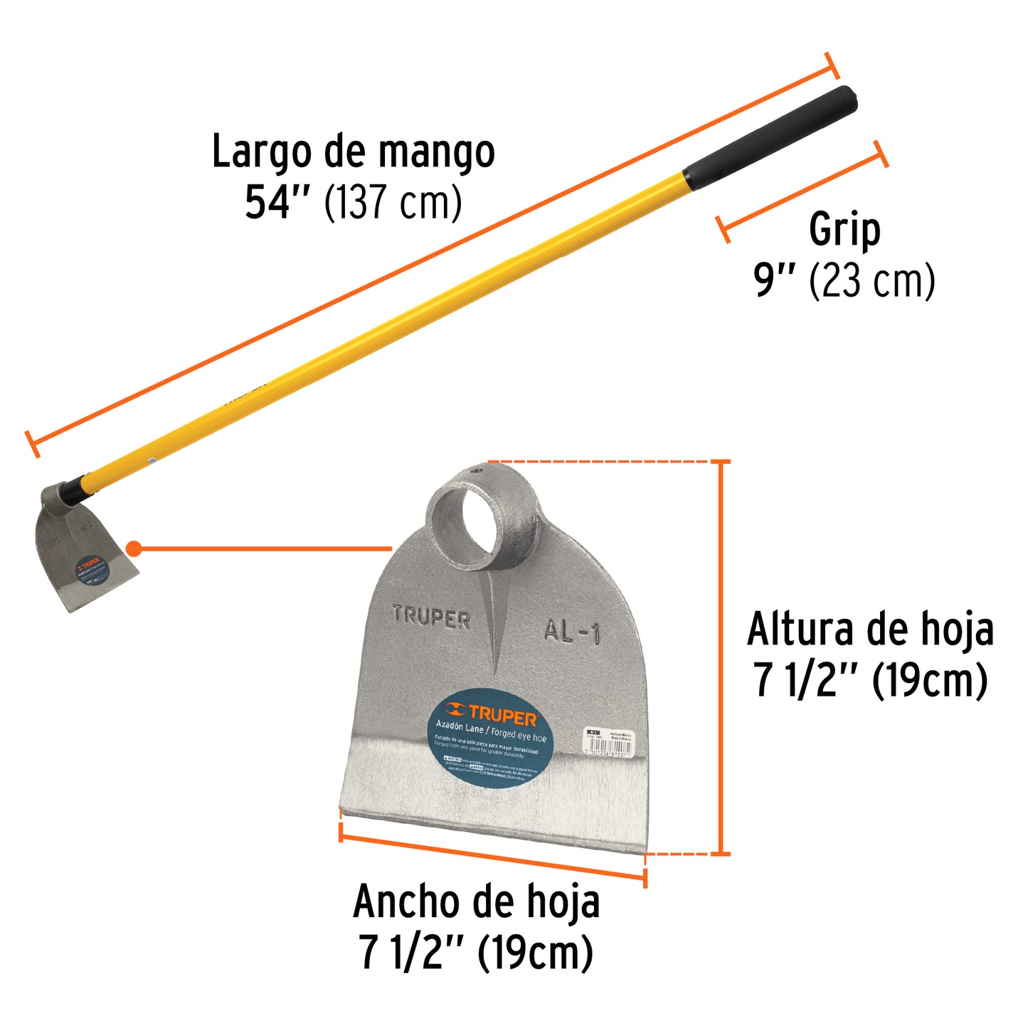 Azadon lane forjado no.1 con mango 54p 1.6 lbs Pieza