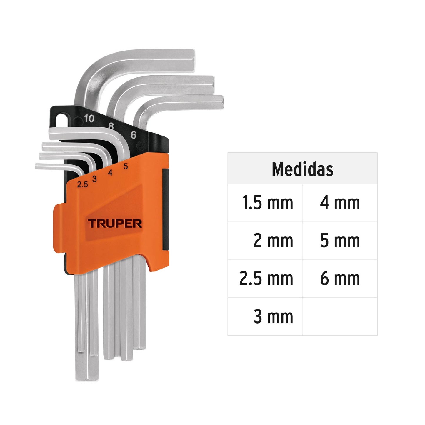Juego de 7 llaves Allen milimétricas con organizador 15530 Truper