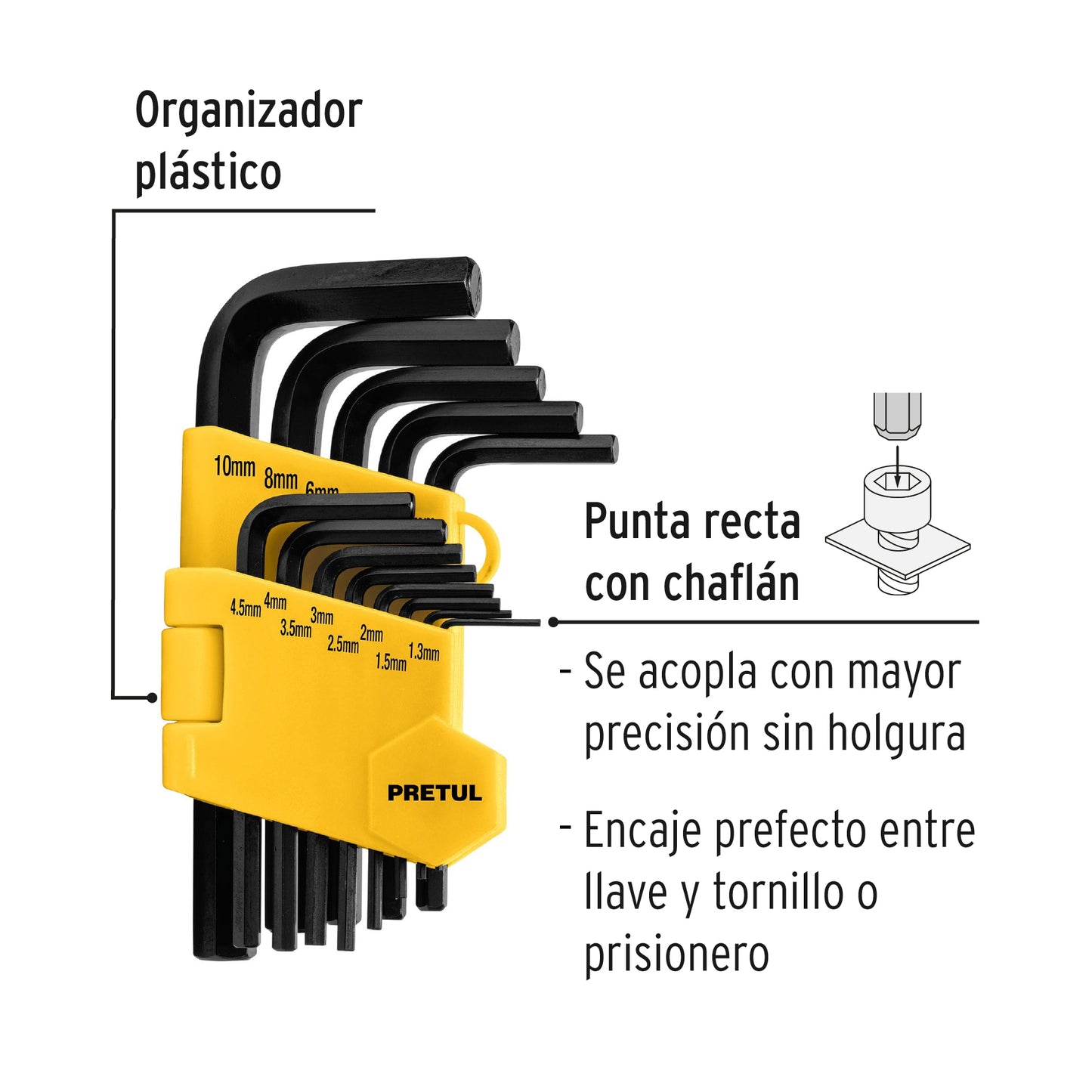 Juego de 13 llaves allen milimetricas c/organizador 21857 pretul Pieza