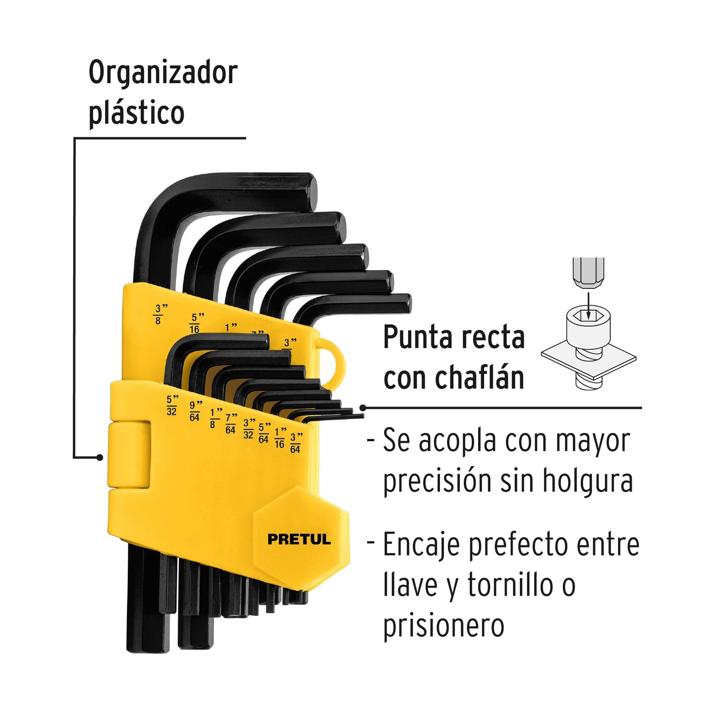 Juego de 13 llaves allen standard con organizador 21856 pretul Pieza
