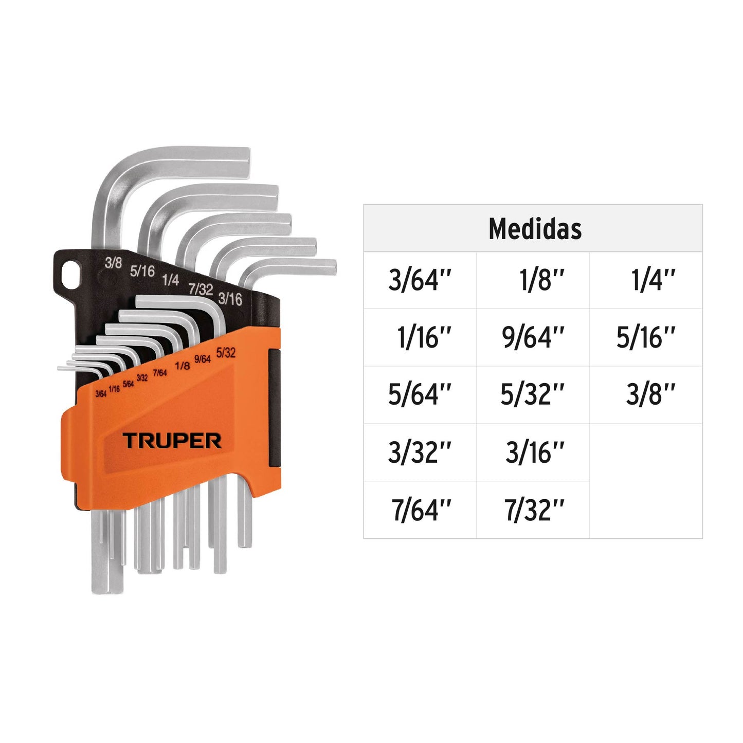 Juego de 13 llaves Allen standard con organizador 15545 Truper