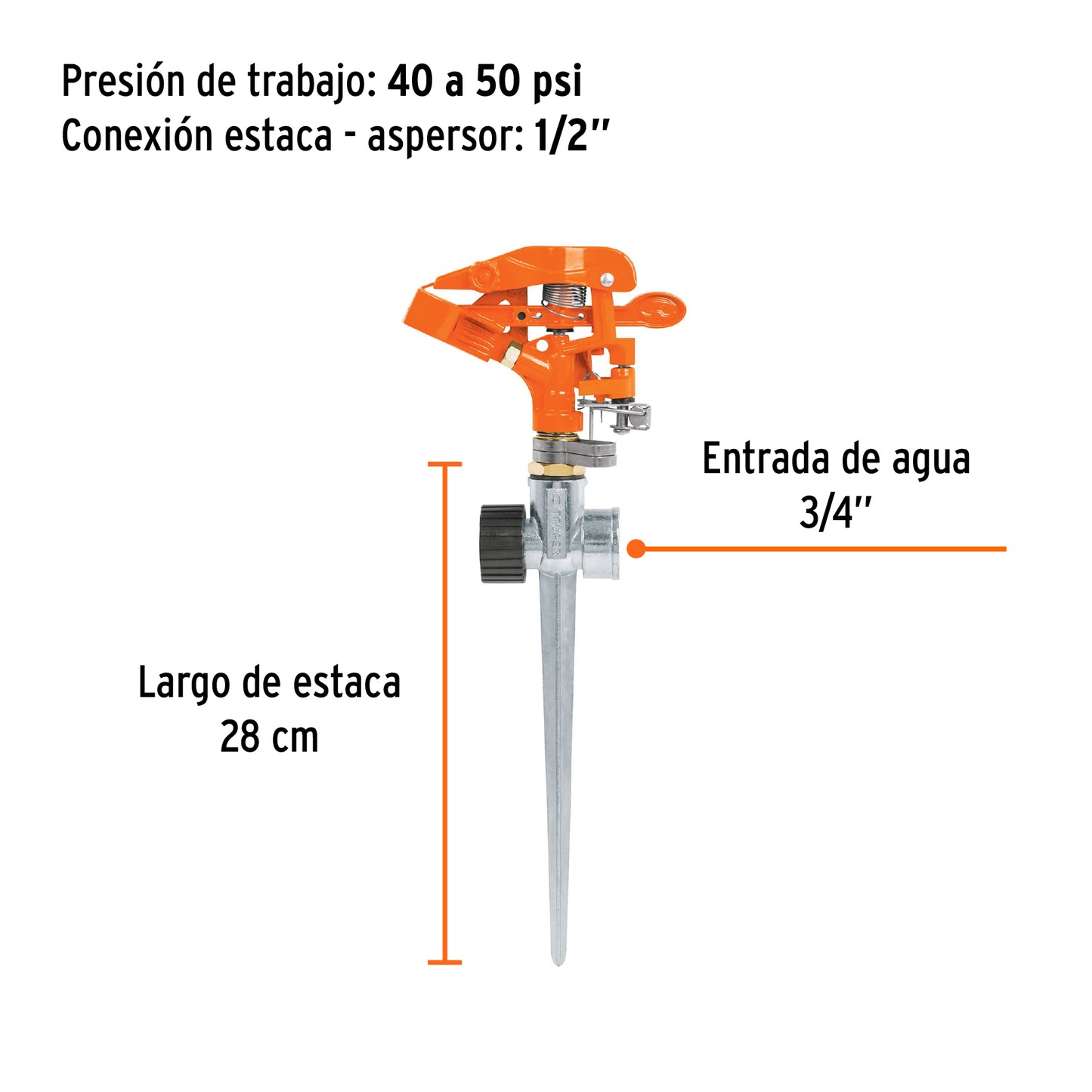 Aspersor metálico dos vías estaca de 11 10321 Truper Pieza