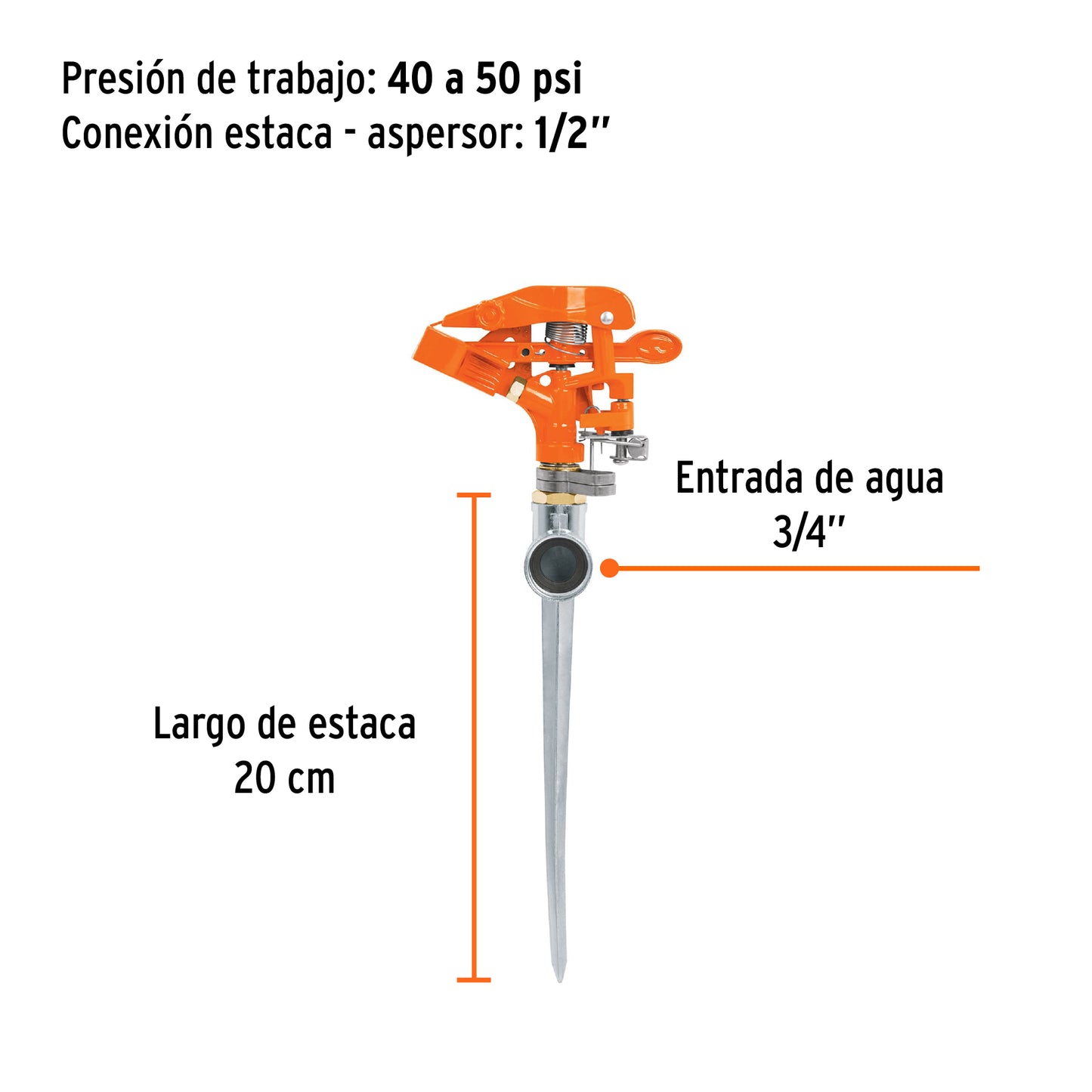 Aspersor metalico una via estaca de 11p Pieza