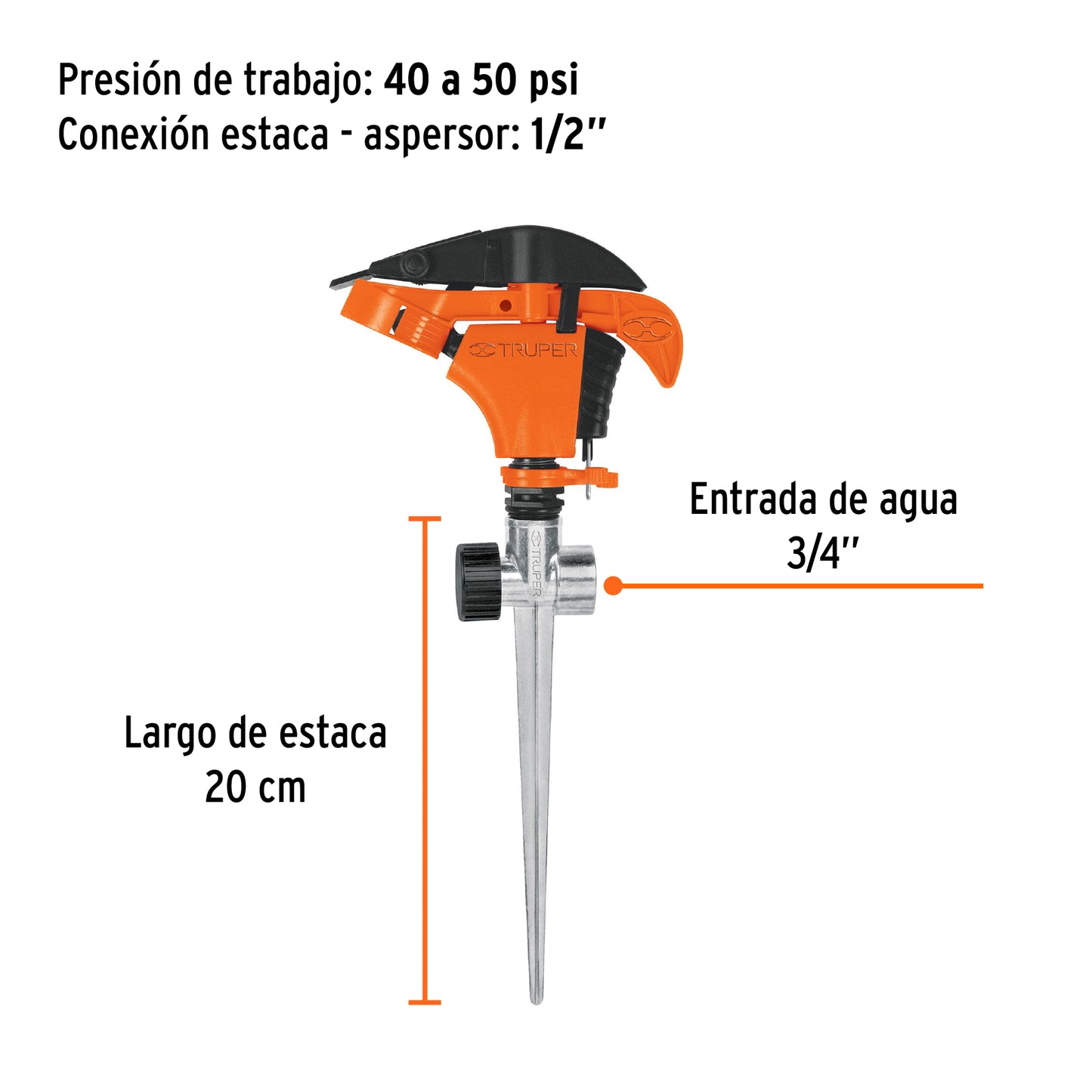 Aspersor plástico dos vías estaca de 11 10339 Truper Pieza