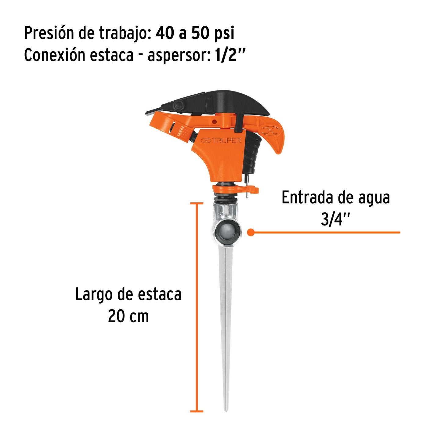 Aspersor plastico una via estaca de 11p Pieza